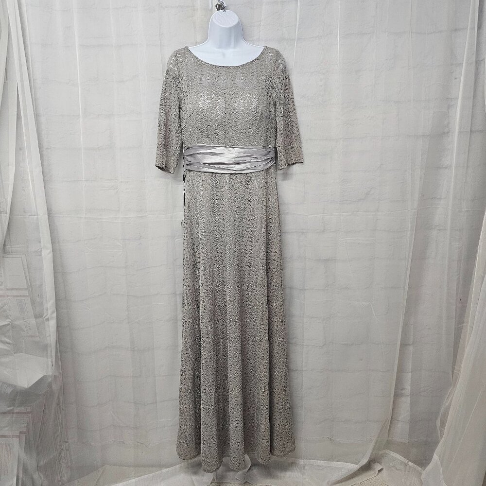NWT Ever Pretty Dress Floral Lace Gray Satin Maxi Whimsigoth  12 - Picture 16 of 16